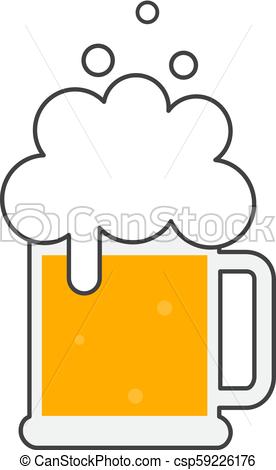 276x470 Beer Mug With Foam. Symbol Template Logo. Vector Illustration Flat
