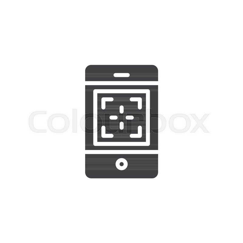 800x800 Mobile Phone Camera Focus Vector Icon. Filled Flat Sign For Mobile