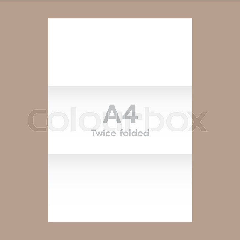 800x800 Horizontal Twice Folded A4 Paper Mockup. Realistic Illustration Of