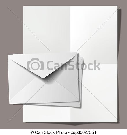 440x470 Postage Envelopes And Folded Paper Sheet. Vector Illustration.