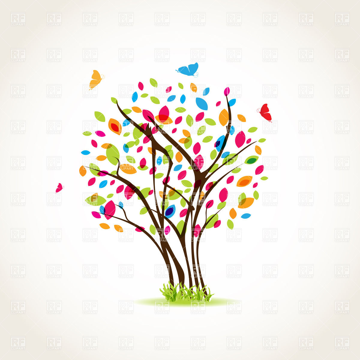 1200x1200 Spring Bush With Motley Foliage Vector Image Vector Artwork Of