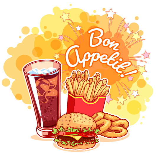 529x527 Fast Food With Grunge Background Vector 04 Free Download