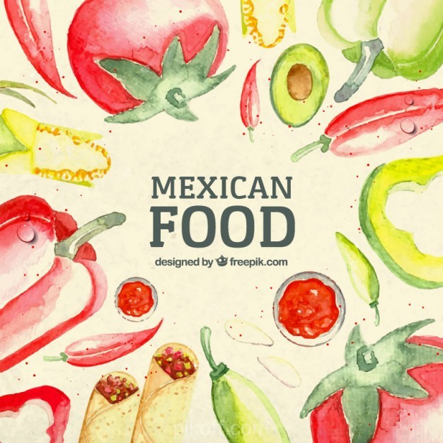 626x626 Ai] Watercolor Mexican Food Background Vector Free Download