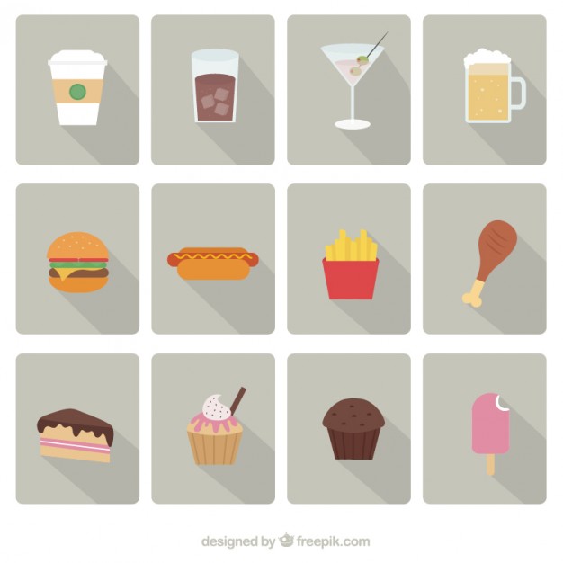 626x626 Fast Food Icons Set Vector Free Download