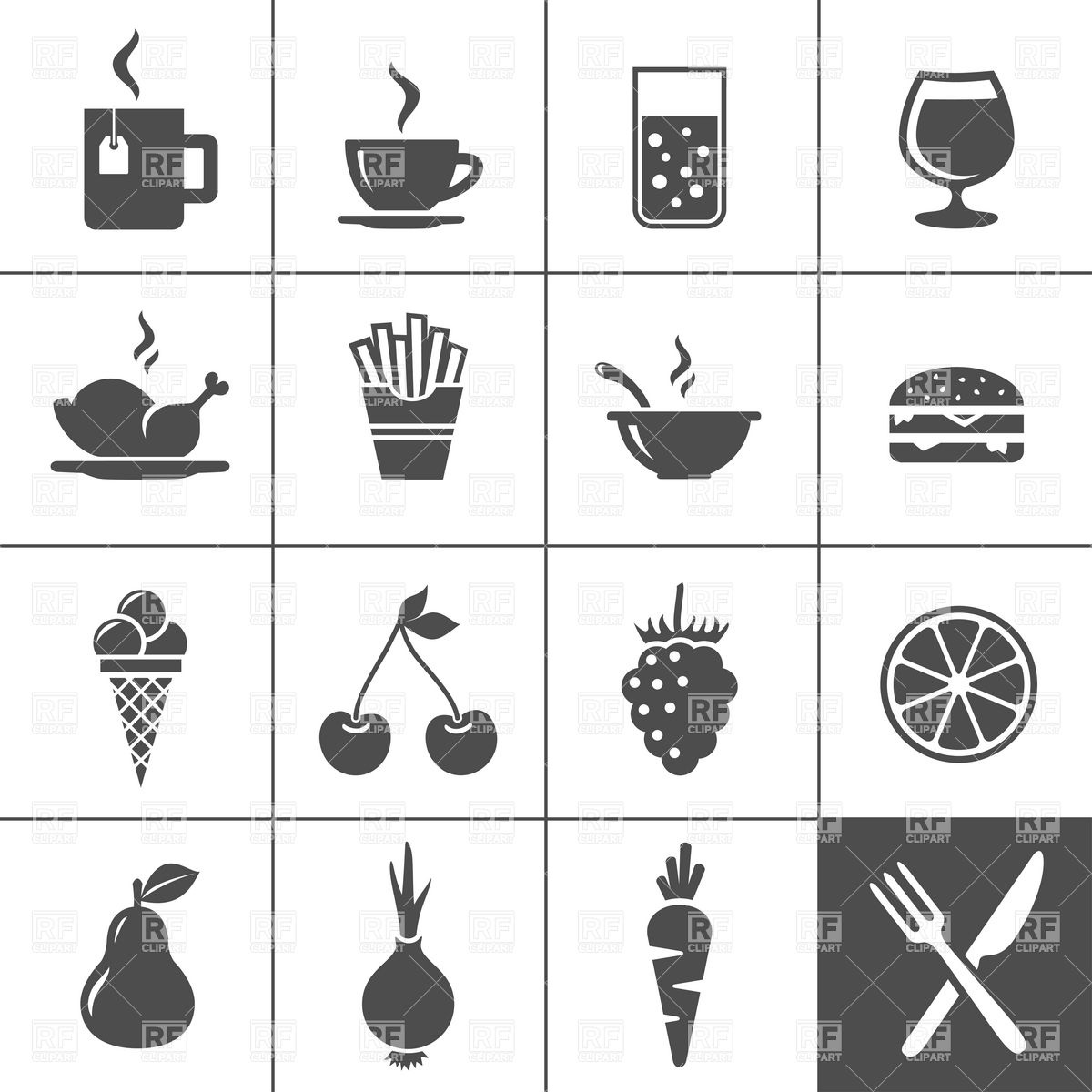 1200x1200 Fast Food Restaurantand Beverages Icon Set Vector Image Vector