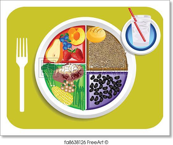 560x470 Free Art Print Of Vegan Dinner Food My Plate. Vector Illustration
