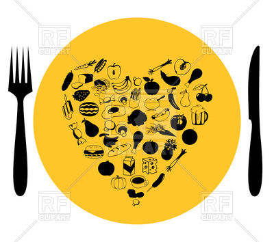 400x354 Heart Of Food On Plate Vector Image Vector Artwork Of Food And