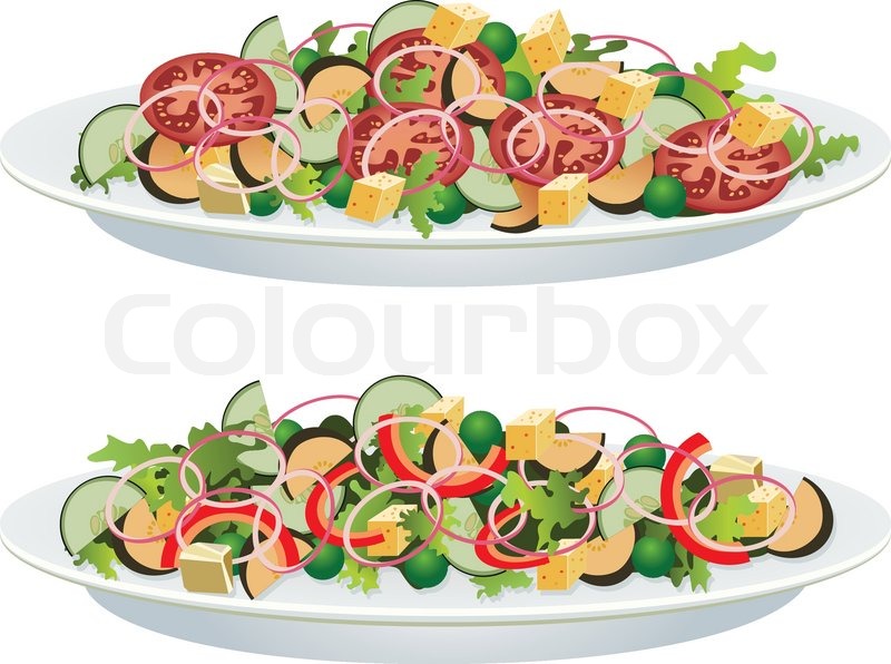 800x596 Vector Vegetable Salads On A Plate Stock Vector Colourbox