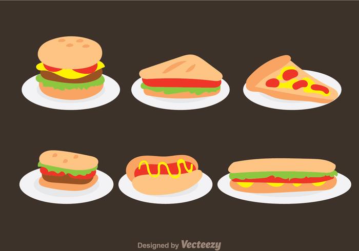 700x490 Fast Food On Plate Vectors