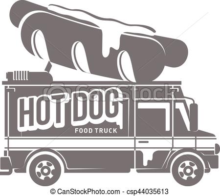 450x402 Food Truck Vector Flat Illustration. Food Truck Logo Vector