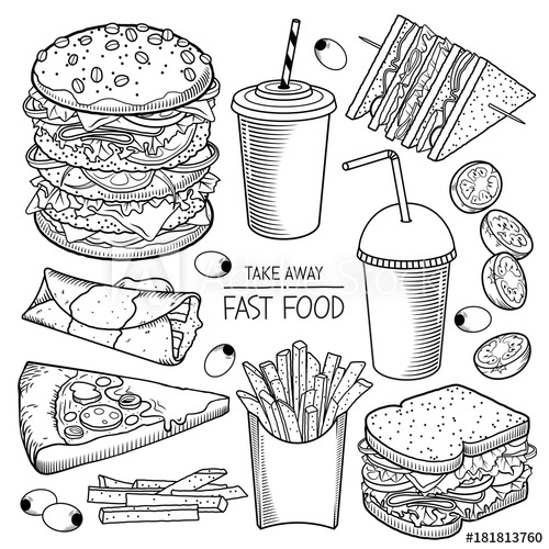 500x500 Fast Food Vector Illustrations