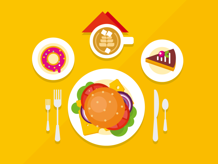 700x525 Food Objects On Table Flat Illustration