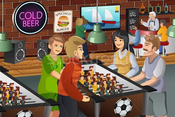 600x400 People Playing Foosball Vector Illustration Artisticco Llc
