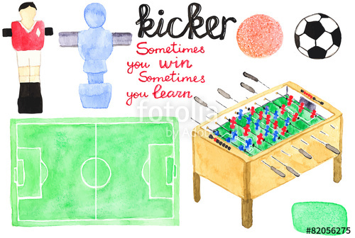 500x336 Set Watercolor Foosball Or Kicker Design Elements, Aquarelle