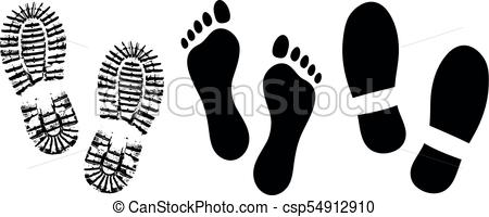 450x200 Shoe Sole, Footprints Human Shoes Silhouette Vector, Foot Barefoot