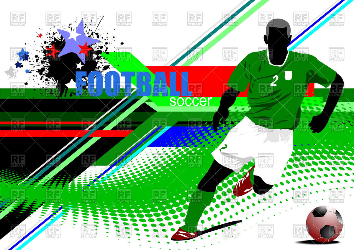 1200x848 Football Poster With Soccer Player On Abstract Background Vector