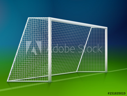 500x379 Soccer Goal Post With Net, Side View. Association Football Goal On
