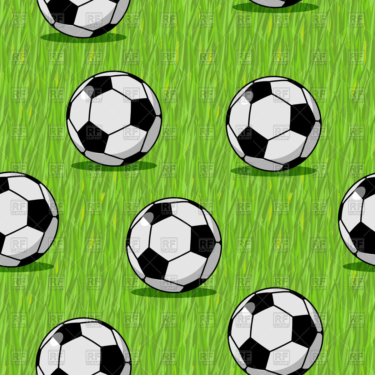 1200x1200 Football Ball Seamless Pattern On Green Grass Vector Image