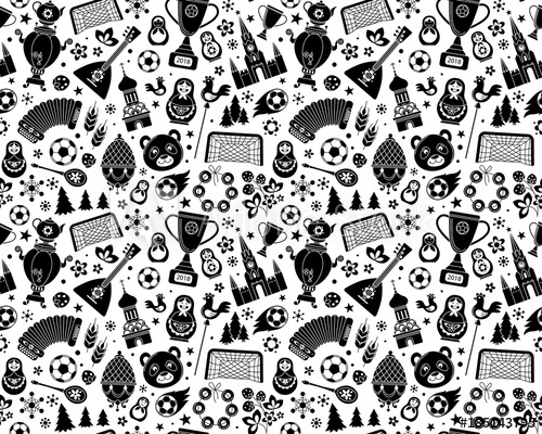 500x400 Russian World Cup Soccer Football Championship 2018. Black And