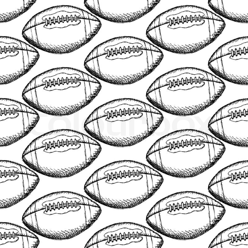 800x800 Sketch American Football Ball, Vector Vintage Seamless Pattern