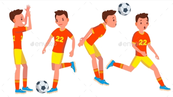 590x332 Soccer Male Player Vector. Playing In Different By Pikepicture