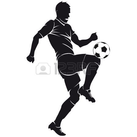 450x450 Vector Football (Soccer) Player Running Silhouette With Ball