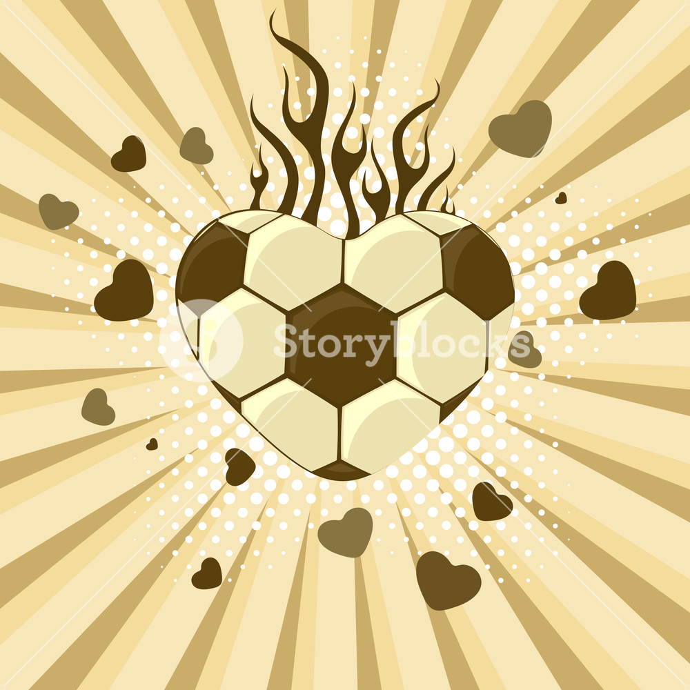 1000x1000 Vector Illustration Of Football In The Shape Of Heart Royalty Free