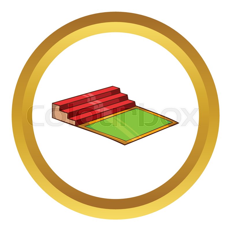 800x800 Small Football Stadium Vector Icon In Golden Circle, Cartoon Style