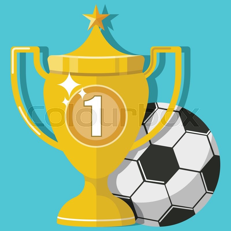 800x800 Award Football Trophy Cup , Vector Illustration In Flat Style