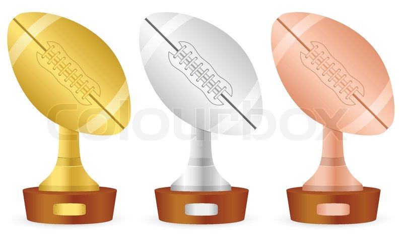 800x480 Football Trophy Set On White Background. Vector Illustration