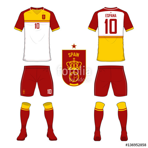 500x500 Set Of Soccer Jersey Or Football Kit Template For Spain National