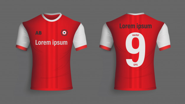 626x352 Soccer Jersey Football Uniform Apparel Mock Up Template. Vector