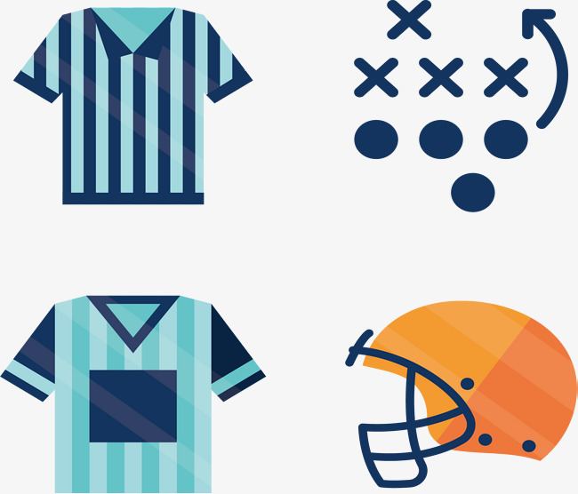 650x556 Blue Striped Football Uniforms, Football Clipart, Vector Material