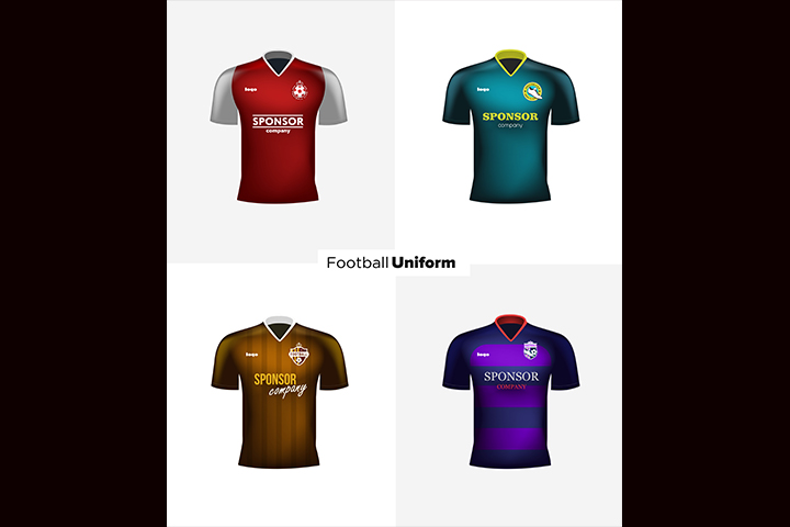 720x480 Realistic Vector Football Uniforms. Branding Mockup. Soccer Team