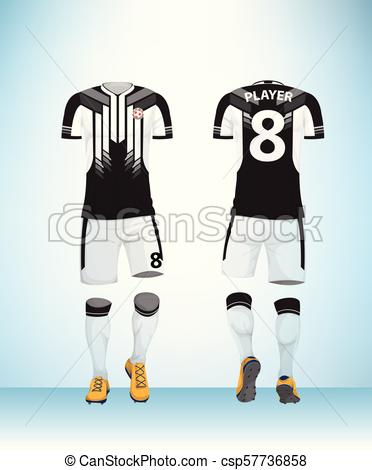 372x470 Uniform Football Black And White Vector. Soccer Jersey Or Football
