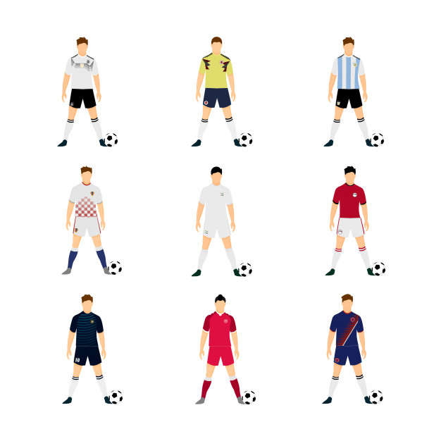 626x626 Various Football Uniform National Team Illustration Set Vector