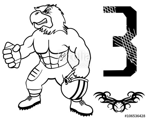 500x405 Muscle Eagle American Football Uniform In Vector Format Stock