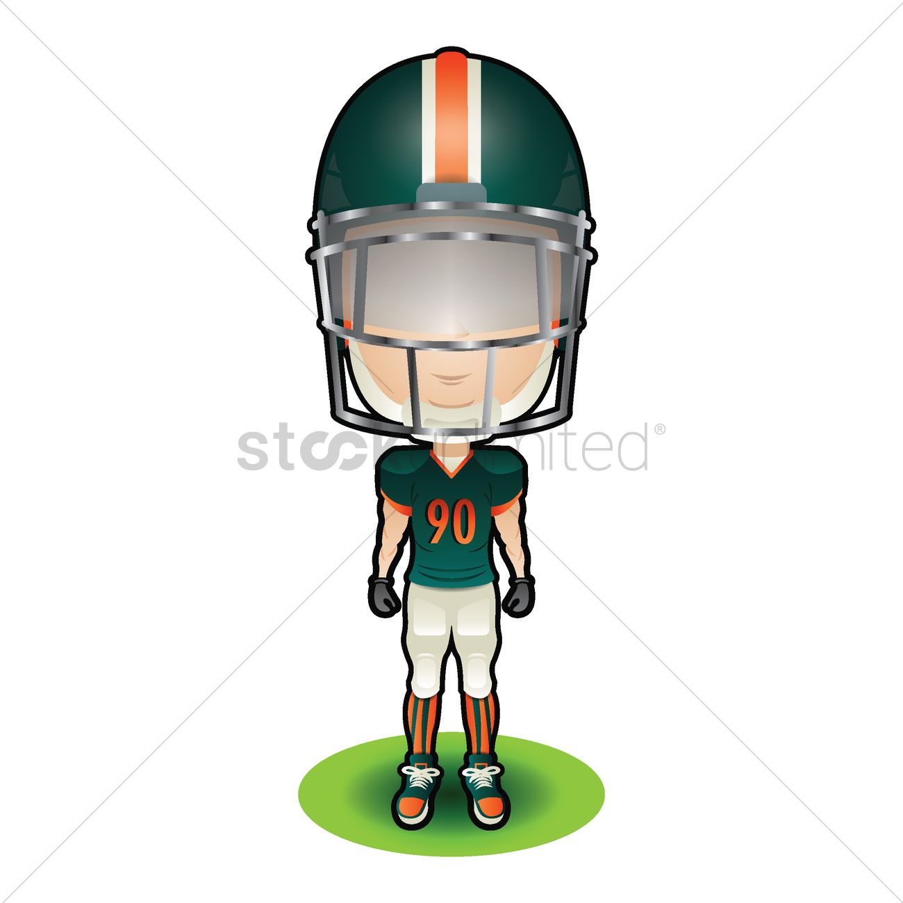 1300x1300 American Football Player In Green Uniform Vector Image