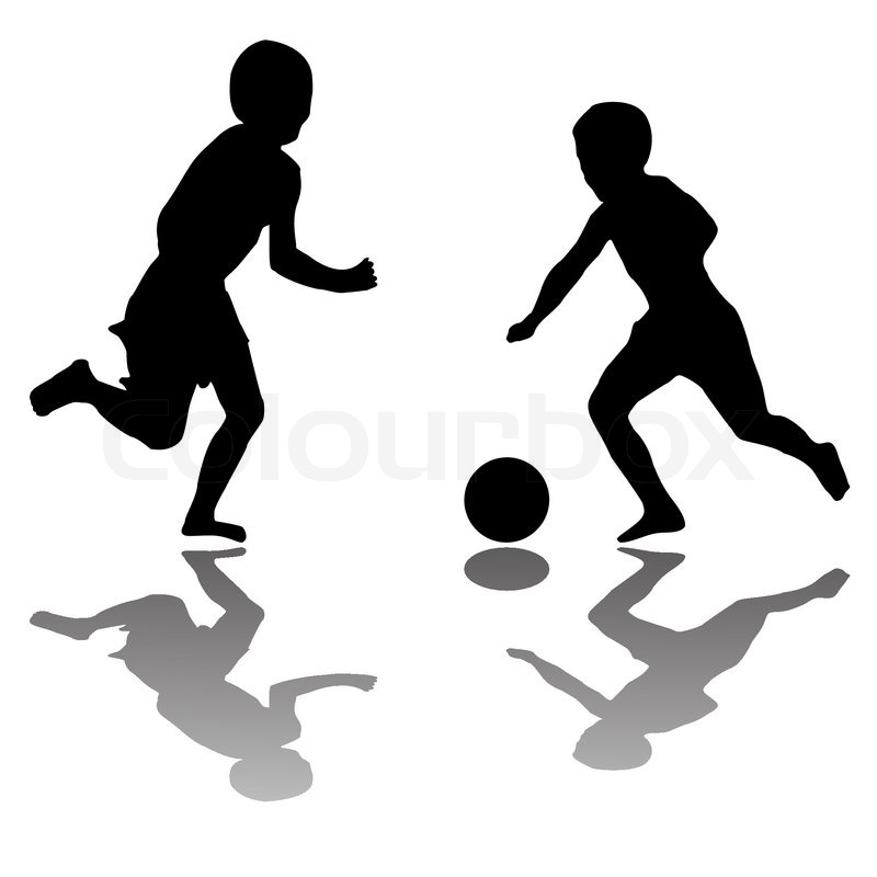 800x800 Kids Black Silhouettes Playing Soccer Isolated On White Background