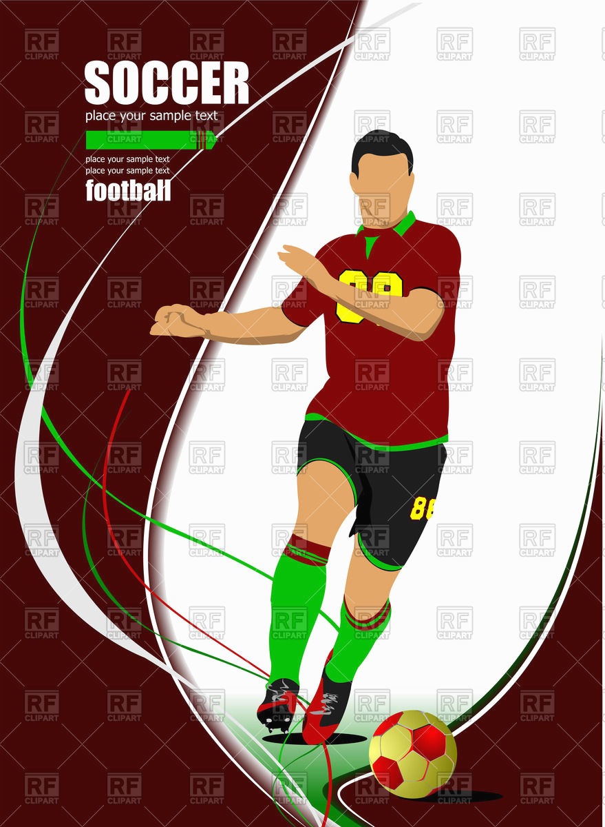 879x1200 Football Vector Unique Poster With Soccer Player In Motion Royalty