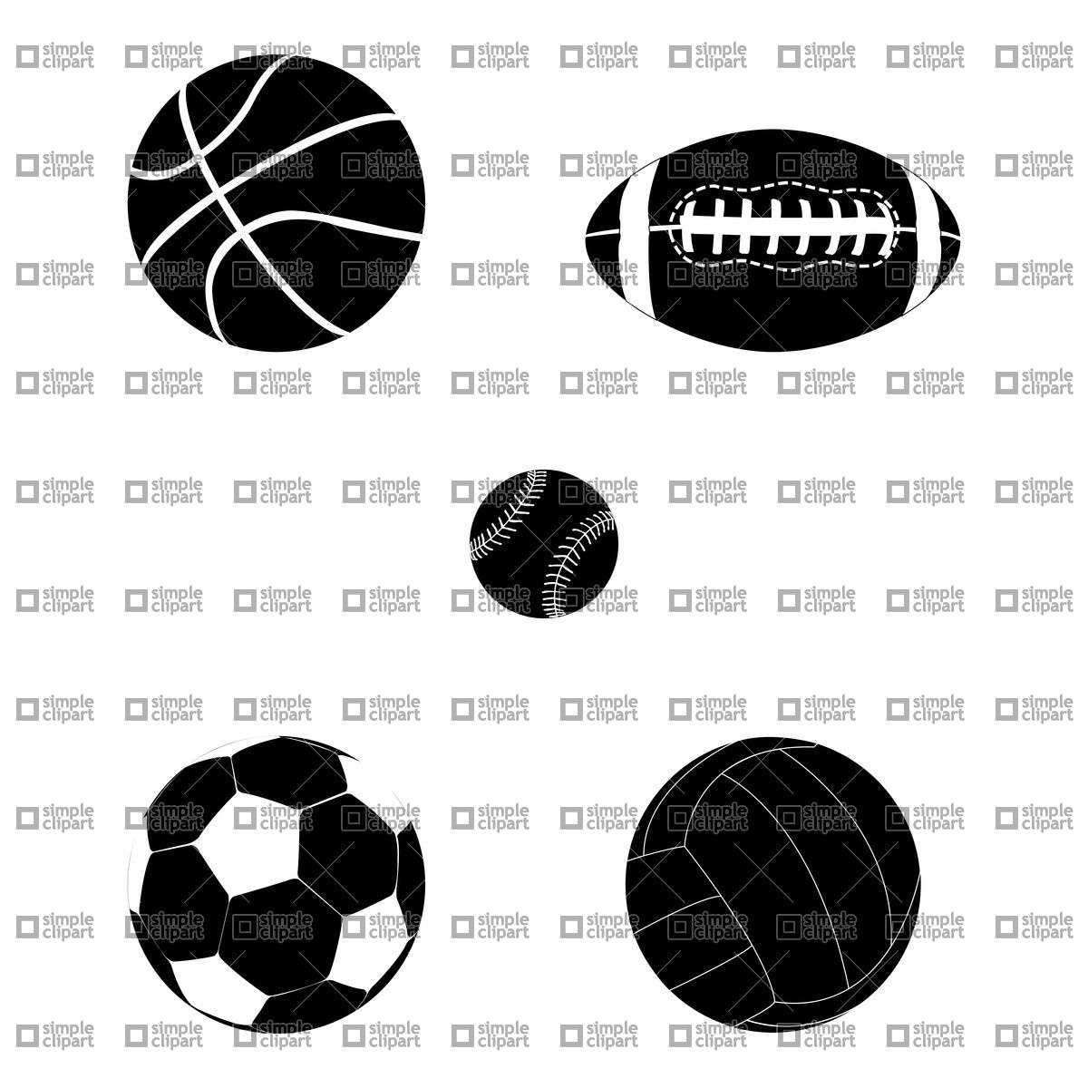 1200x1200 Silhouettes Of Football, Soccer, Basketball, Baseball, And