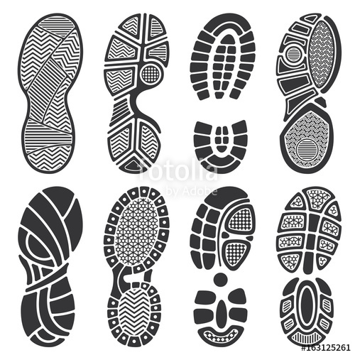 500x500 Isolated Footprint Vector Silhouettes. Dirty Shoes And Sneakers