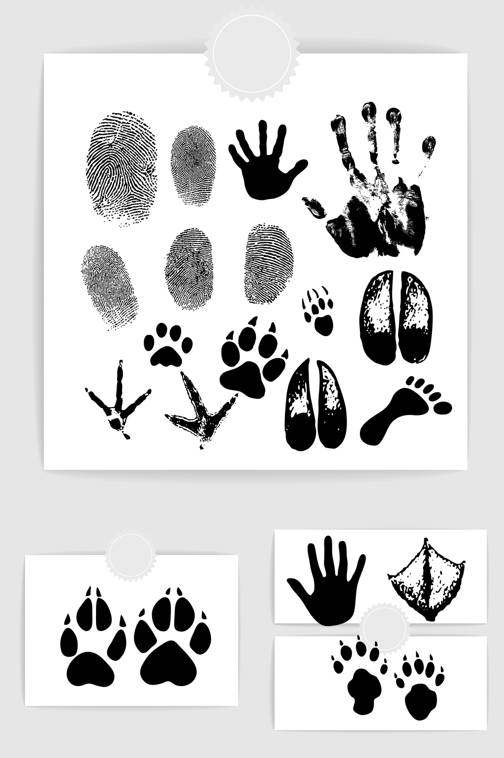 1024x1540 Character Handprint Fingerprint Animal Footprints Vector Material