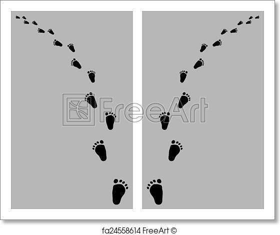 560x470 Free Art Print Of Baby Footsteps. Black Trail Left And Right Of