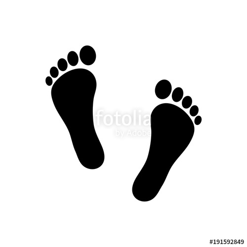 500x500 Human Footprint Icon. Vector Footsteps. Flat Style. Black