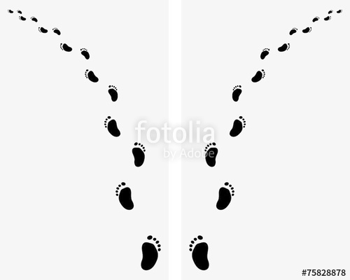 500x400 Black Trail Left And Right Of Baby Footsteps, Vector Stock Image