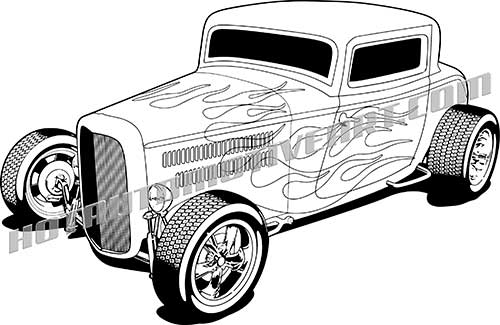 500x325 1932 Ford Hot Rod Vector Clipart, High Quality Blackline