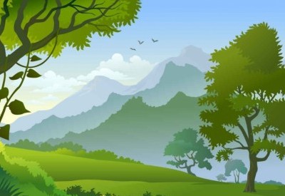 400x275 Vector Forest Landscape Trees Background Vector Art