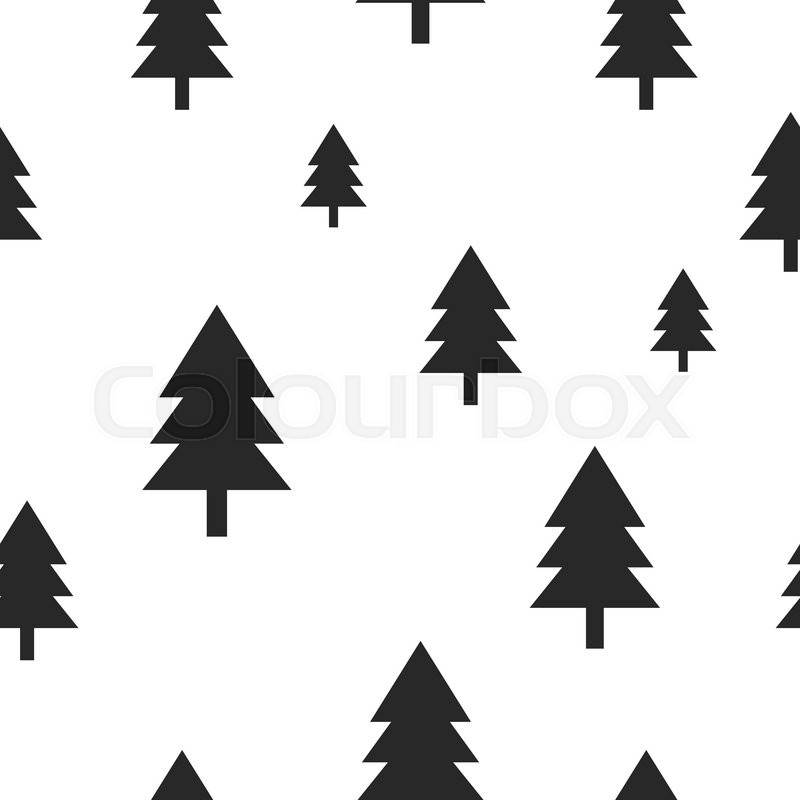 800x800 Scandinavian Black Forest Tree On White Vector Seamless Pattern