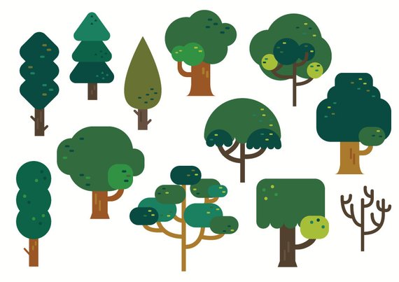 570x403 Tree Clipart Cute Clipart Tree Vector Nature Green Etsy